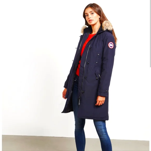 Canada Goose Kensington Parka Navy Jacket with Fur Size MD - Picture 1 of 13